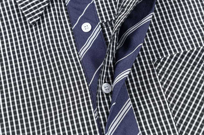Stylish Plaid Color Block Shirt