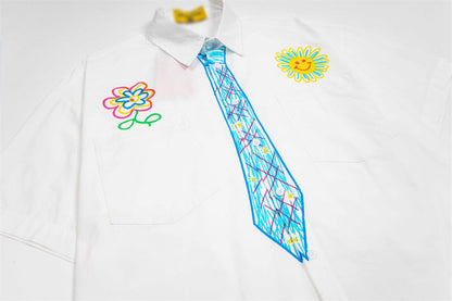 Hand Painted Graffiti Tie Summer Shirt