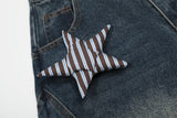 Trendy Decorative Star Machete Jeans