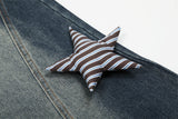 Trendy Decorative Star Machete Jeans