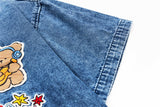 Casual Loose Bear Cartoon Denim Shirt