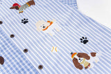 Cute Puppy Embroidered Plaid Short Shirt