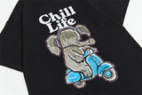 American Style Elephant Print Short-Sleeved T-Shirt
