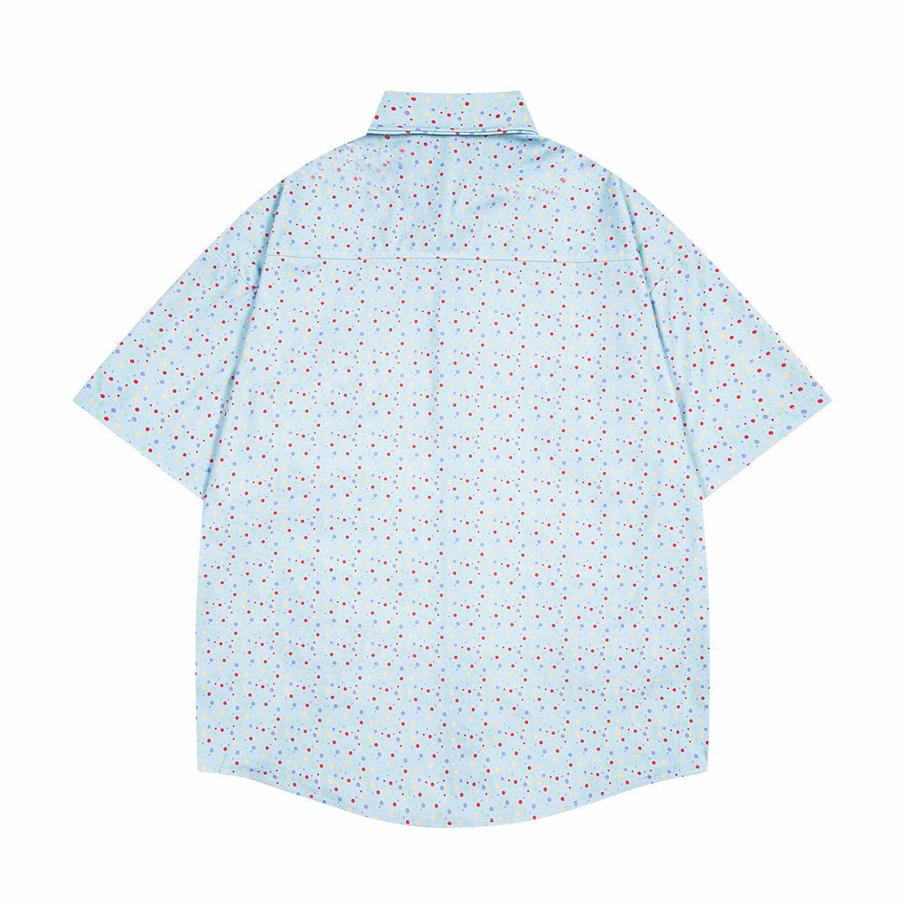 Trendy Polka Dot Cartoon Print Shirt