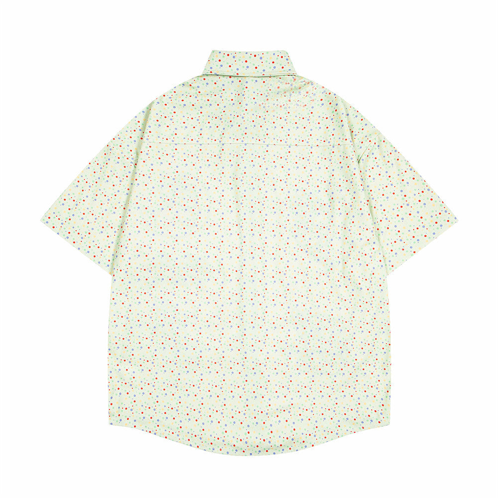 Trendy Polka Dot Cartoon Print Shirt