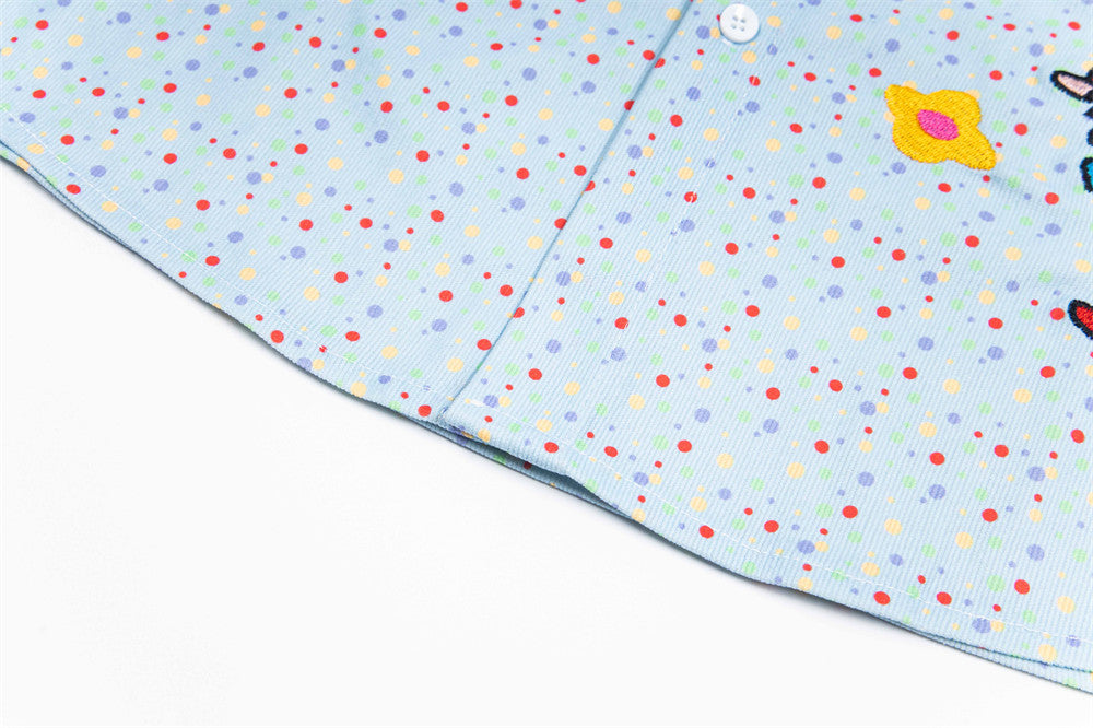 Trendy Polka Dot Cartoon Print Shirt