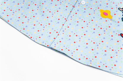 Trendy Polka Dot Cartoon Print Shirt