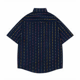 Vibrant Striped Casual Cartoon Shirt