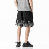 Whimsical Colorblock Cat Denim Shorts