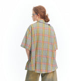 Retro Plaid Loose Casual Short Shirt