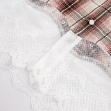 Plaid Lace Stitching Short Sleeve Shirt