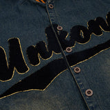 Vintage Embroidered Denim Short Sleeve Shirt