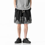 Whimsical Colorblock Cat Denim Shorts