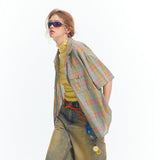 Retro Plaid Loose Casual Short Shirt