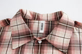 Plaid Lace Stitching Short Sleeve Shirt