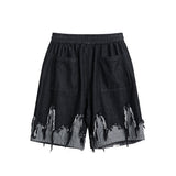 Whimsical Colorblock Cat Denim Shorts