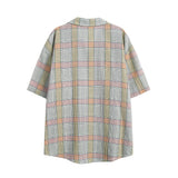 Retro Plaid Loose Casual Short Shirt
