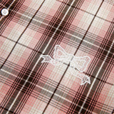 Plaid Lace Stitching Short Sleeve Shirt