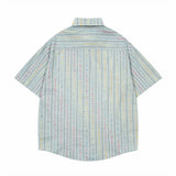 Vibrant Striped Casual Cartoon Shirt