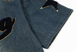 Vintage Embroidered Denim Short Sleeve Shirt