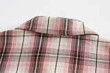 Plaid Lace Stitching Short Sleeve Shirt