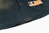 Vintage Embroidered Denim Short Sleeve Shirt