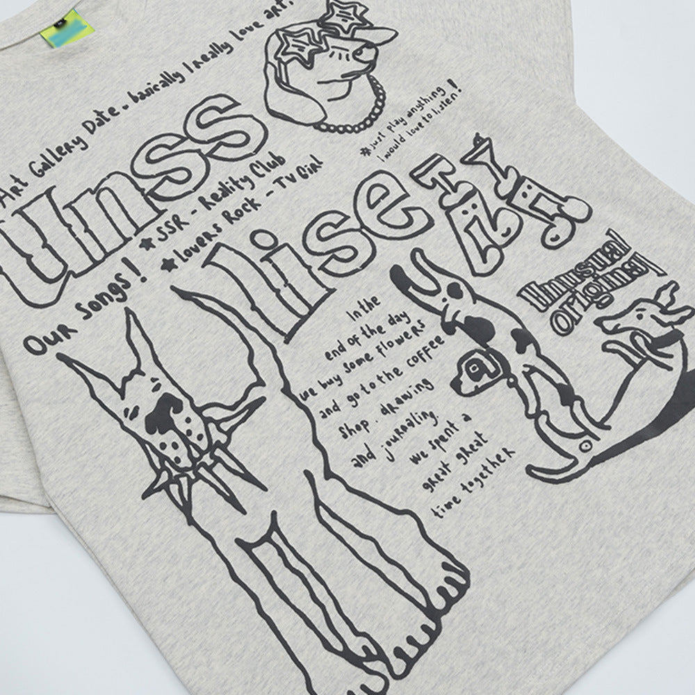 Creative Cartoon Print Casual Crewneck T-Shirt