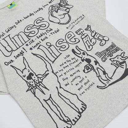 Creative Cartoon Print Casual Crewneck T-Shirt