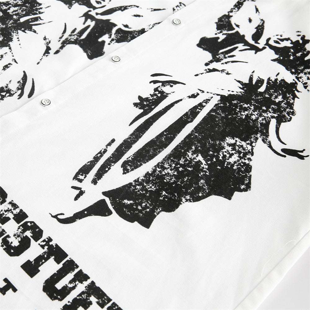 Abstract Angel Printed Short-Sleeve Shirt