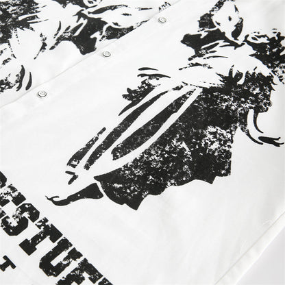 Abstract Angel Printed Short-Sleeve Shirt