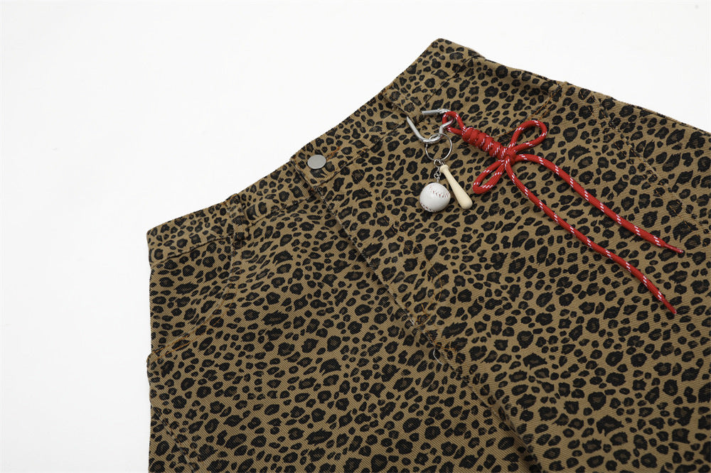 Leopard Print American Retro-High Jeans