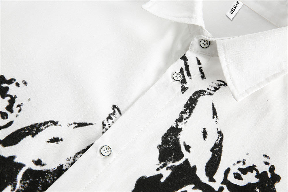 Abstract Angel Printed Short-Sleeve Shirt