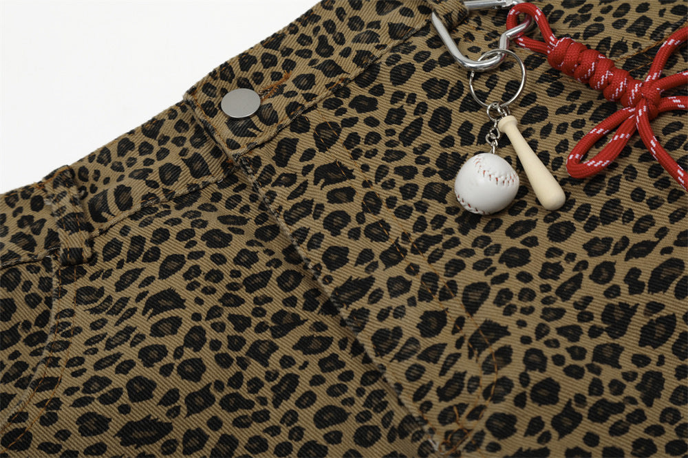 Leopard Print American Retro-High Jeans