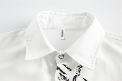 Abstract Angel Printed Short-Sleeve Shirt