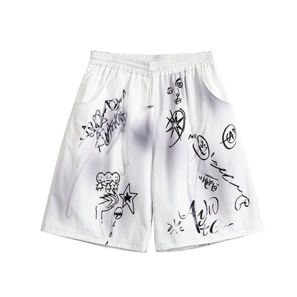 High street graffiti spray dye shorts