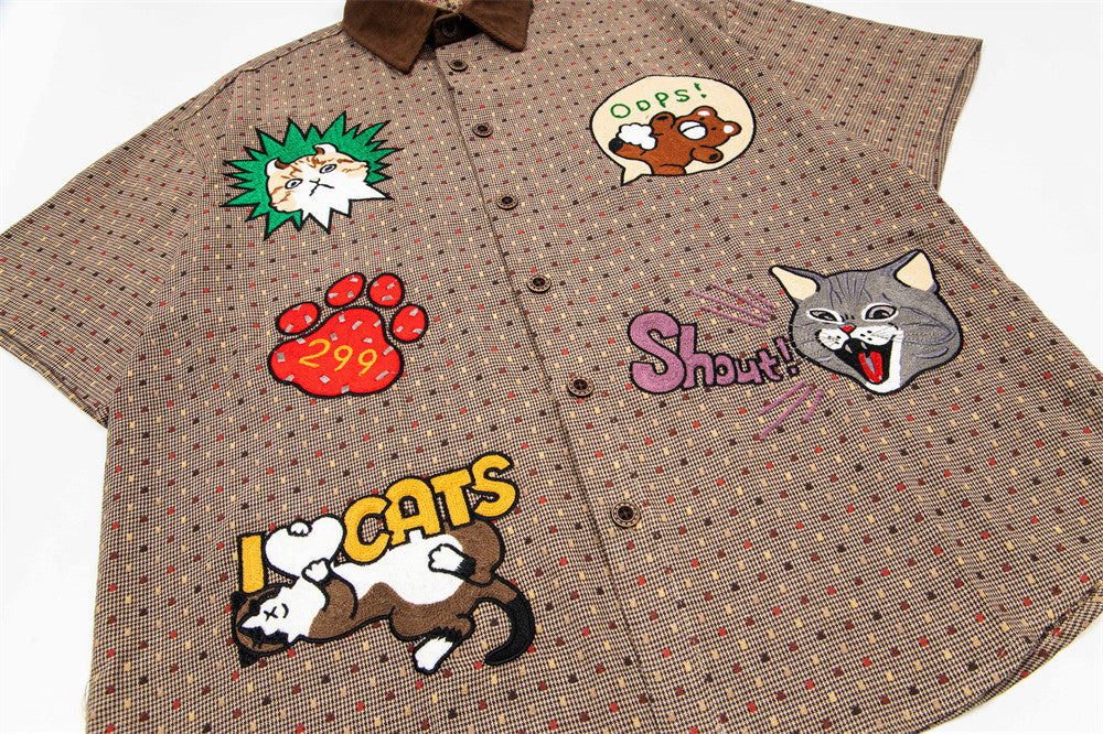 Fun Cartoon Plaid Shirt
