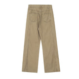 Vintage Washed Functional Multi-Pocket Straight Jeans