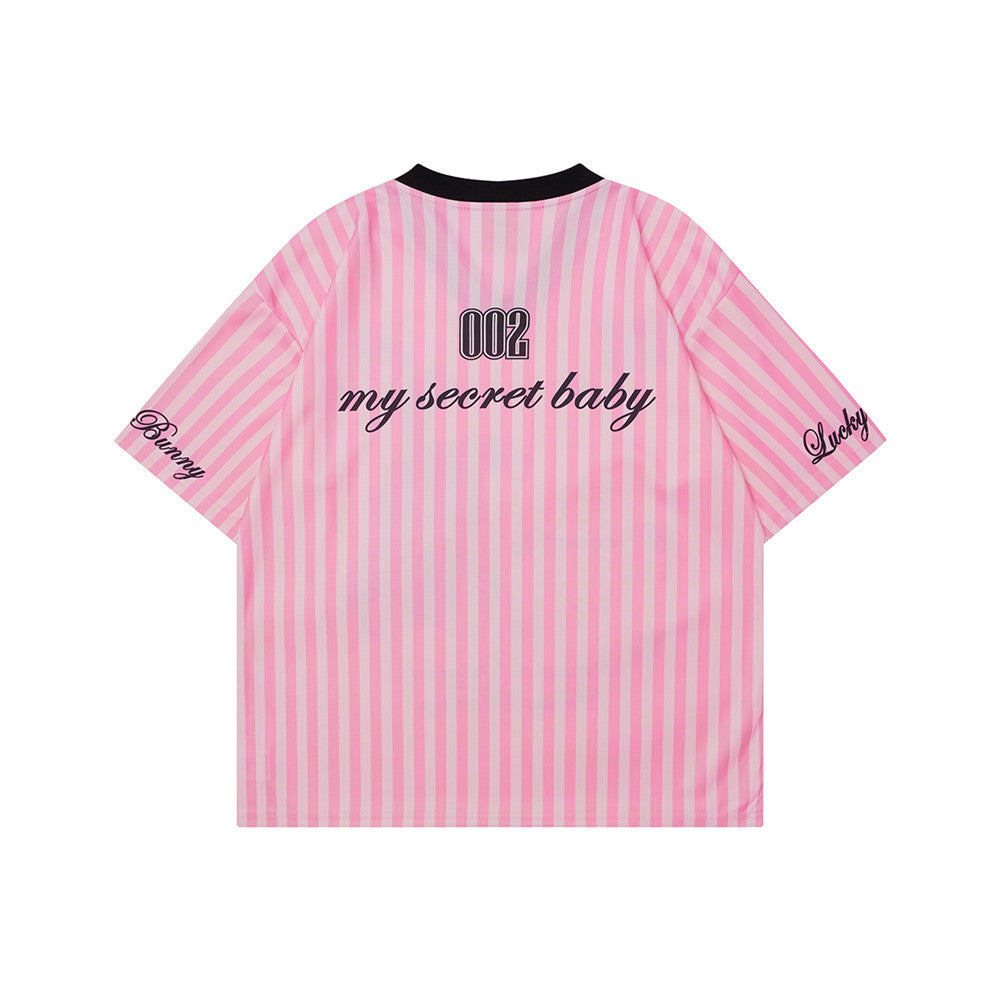Trendy Striped Cartoon Print T-Shirt