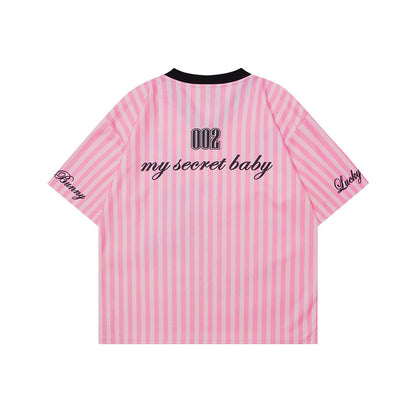Trendy Striped Cartoon Print T-Shirt
