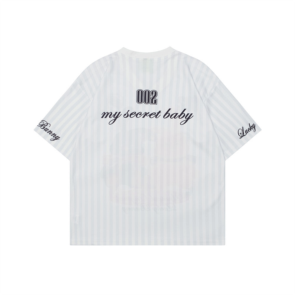 Trendy Striped Cartoon Print T-Shirt