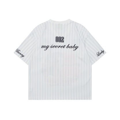 Trendy Striped Cartoon Print T-Shirt