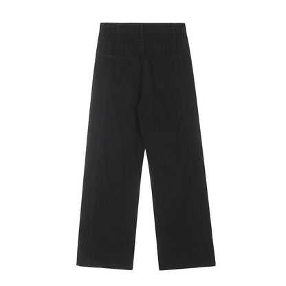 Vintage Washed Functional Multi-Pocket Straight Jeans