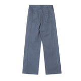 Vintage Washed Functional Multi-Pocket Straight Jeans