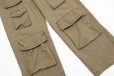 Vintage Washed Functional Multi-Pocket Straight Jeans