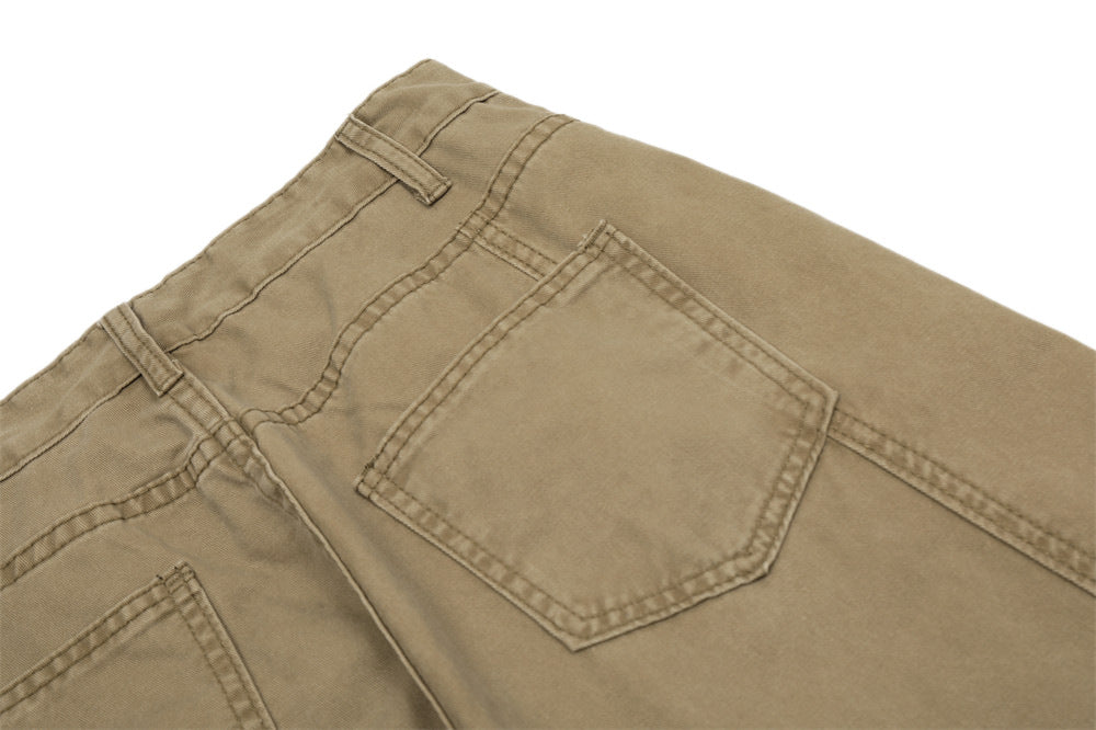 Vintage Washed Functional Multi-Pocket Straight Jeans