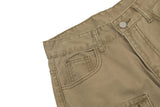 Vintage Washed Functional Multi-Pocket Straight Jeans