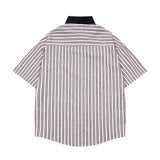 Loose Cartoon Stripe Short Sleeve Shirt