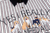 Loose Cartoon Stripe Short Sleeve Shirt