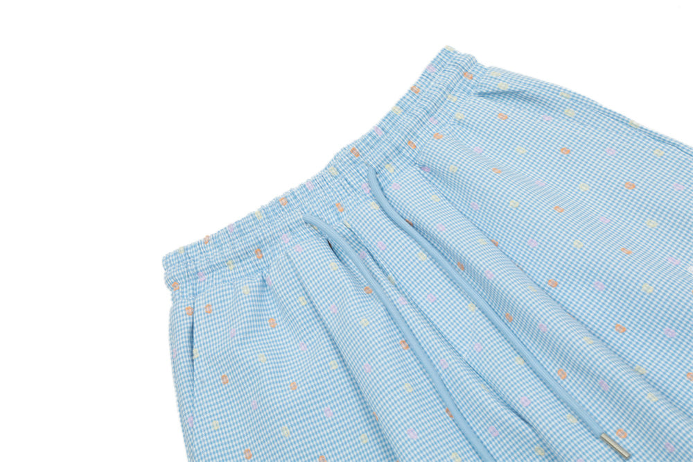 Plaid Drawstring Casual Pants