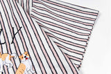 Loose Cartoon Stripe Short Sleeve Shirt